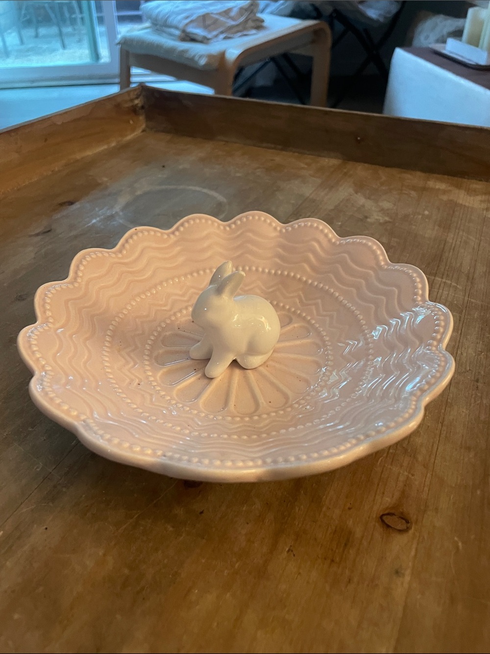 Vintage Arlington Designs Pink Ceramic Bunny Dish Decorative Trinket Holder